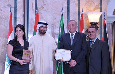 On behalf of Eko Atlantic, Brent Sadler receives the First Prize in the Real Estate category of the prestigious 7th Pan Arab Web Awards held in Beirut, Lebanon, 2011