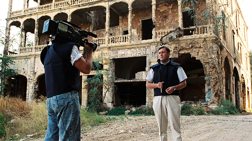 Brent Sadler and ITN cameraman Sam King in Lebanon