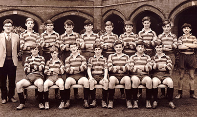 Brent (second from right front row) played as a forward for both the Devon House rugby XV side and the Royal Masonic School's first rugby team