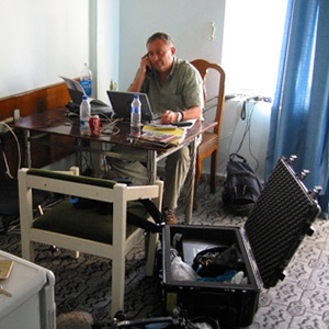 CNN work space, Jalalabad, Pakistan, 2001